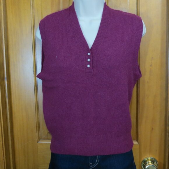 VTG Personal Raspberry Sweater Vest Lambswool British Crown Colony Size L - Picture 5 of 7